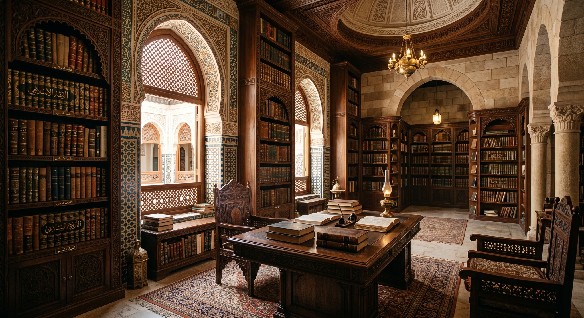 مكتبة تضم كتبًا ومراجع قانونية